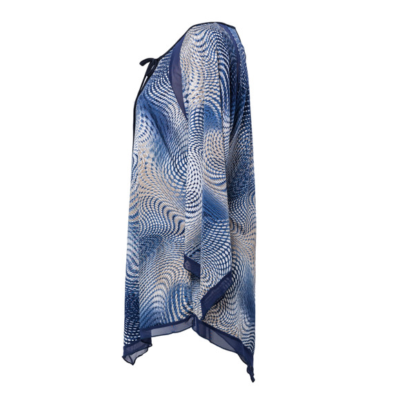 Women's Dressy Keyhole Tunic Blouse Top Blue Flowy Size M Long Sleeve NWT - Picture 2 of 9